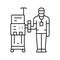 dialysis technician dialyzer line icon vector illustration