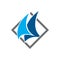 Diamond Abstract Sailboat Ship Voyage Logo Symbol