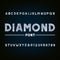 Diamond alphabet font. Brilliant letters and numbers.