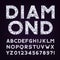 Diamond alphabet font. Luxury jewellery letters and numbers.