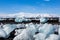 Diamond Beach Iceland. Ice on the black beach near Jokulsarlon glacier lagoon. Glacier icebergs in Iceland. Icelandic Nature.