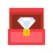 Diamond in box, jewelry related icon, flat design