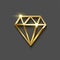 Diamond brilliant shape made of gold. Vector luxury design element.