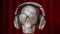 Diamond covered skull with headphones and sunglasses rotating