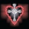 Diamond cross and ruby heart