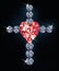Diamond cross with ruby heart