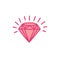 Diamond doodle icon, vector color cute illustration