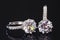 Diamond earrings jewelry, luxury silver earrings with diamond, sapphires in black background