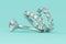 Diamond engagement rind, two eternity rings on tiffany blue background