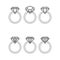 Diamond engagement ring icons with crystals. Vector Illustration. Black circle with shiny brilliant stone. isolated on white backg