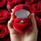Diamond engagement ring in red heart-shaped box for Valentine proposal
