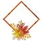 Diamond Frame Decorated with Autumnal Maple Leaf Vignette .