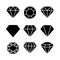 Diamond gem icon. Vector crystal value outline stone brilliant, luxury flat icon set