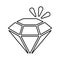 Diamond, gem, jewelry, crystal, shiny, treasure, jewel outline icon. Line art design