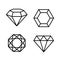 Diamond Gems Icons Set on White Background. Vector