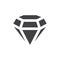 Diamond gemstone black vector icon. Simple diamond stone.