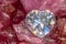 Diamond heart on raw Ruby Rough Gemstone