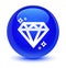 Diamond icon glassy blue round button