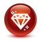 Diamond icon glassy brown round button