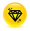 Diamond icon glassy yellow round button