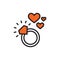 diamond icon ring with heart. Vector illustration decorative design