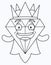Diamond king fantasy character with happy smiling face  crown and cloak.