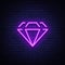 Diamond neon sign. Neon icon, light symbol, web banner for your projects. Vector illustration