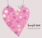 Diamond, pearls decorative pink heart greeting card