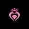 The diamond queen and heart illustration logo is luxurious and elegant in pink color