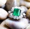 Diamond ring with big emerald