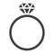 Diamond ring glyph icon, valentines day
