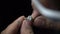 Diamond ring product in craftsman workshop. control diamond ring. handmade jewelery quality