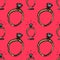 Diamond ring seamless pattern on a red background.