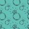 Diamond ring seamless pattern on a turquoise background. Hand-drawn contour illustration. Vector 10 EPS.