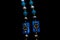 Diamond royal historical jewellery blue coloured artifact on black background.