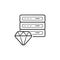 Diamond with server hand drawn outline doodle icon.