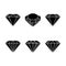 Diamond set icon. Vector Illustration. Shiny crystal sign. Brilliant stone. Black crystal isolated on white background. Fashion mo