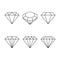 Diamond set icon. Vector Illustration. Shiny crystal sign. Brilliant stone. Black stroke isolated on white background. Fashion mod