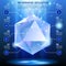 Diamond shaped Template with web icons in blue light