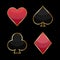 Diamond, spade, heart, clover. Vector symbols of playing cards. Play card symbol suit vector icons