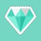 Diamond Sticker in trendy line cut isolated on blue background