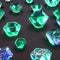 Diamonds and emeralds glowing in neon light effect created with generative AI technology.