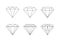 Diamonds, gemstones faceting vector patterns on a white background.