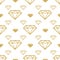 Diamonds seamless pattern. Vector gold brilliant background.