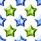 Diamonds Stars Seamless Pattern. Blue and Green