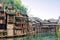The Diaojiaolou traditional Chinese gabled wooden houses built on stilts be preserved in Fenghuang