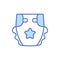 Diaper isolated thin line icon. Blue outline nappy