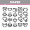 Diaper For Newborn Collection Icons Set Vector