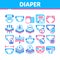 Diaper For Newborn Collection Icons Set Vector