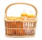 Diapers milk bottle and flask in basket